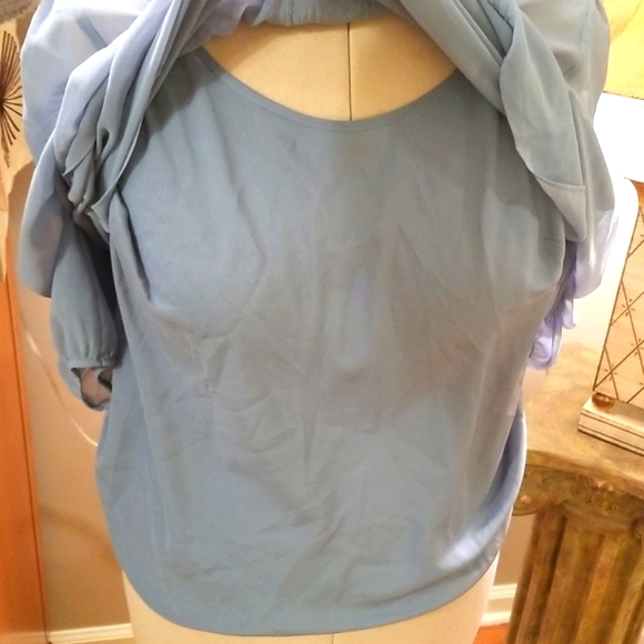 TALBOTS 2 piece blue blouse with sequin accents with a spaghetti strap camisole - Picture 3 of 12